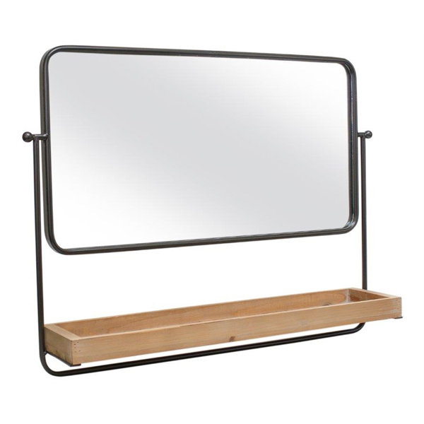 17 Stories Metal Rectangle Wall Mirror with Shelves Wayfair